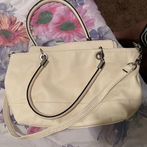 Off white pleather hang bag/purse